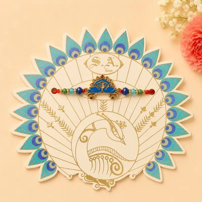 Sitar Figure Multicolor Beaded Rakhi for Brother 1 multiocolor beaded rakhi