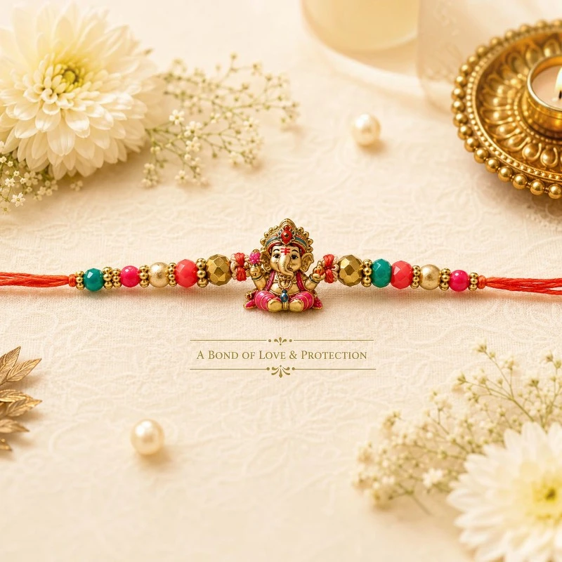Lord Ganesha Multicolor Beaded Rakhi for Brother 1 Lord Ganesha Multicolor Beaded Rakhi
