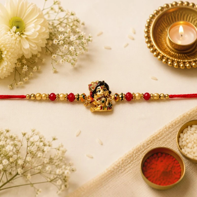 Bal Krishna Multicolor Beaded Rakhi for Brother 1 Bal Krishna Multicolor Beaded Rakhi