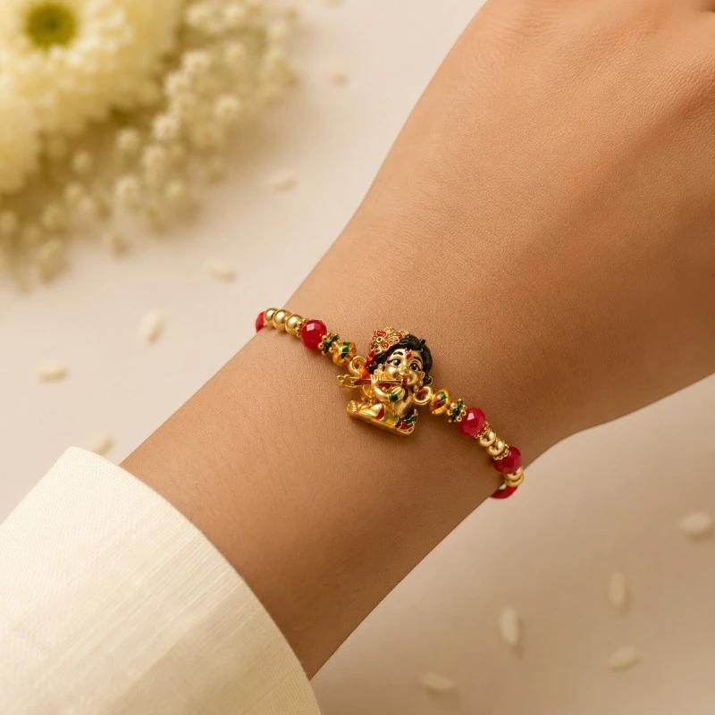 Bal Krishna Multicolor Beaded Rakhi for Brother 3 Bal Krishna Multicolor Beaded Rakhi