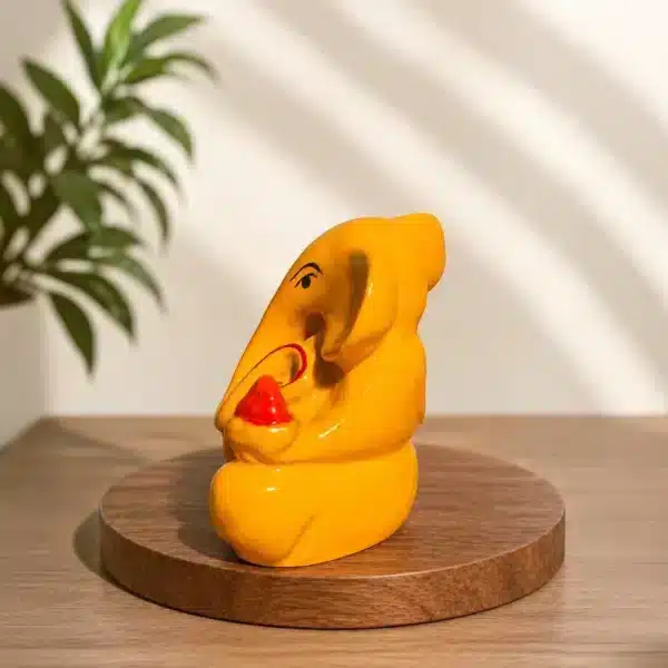 Yellow Dashboard Ganesha Idol – Small Ganesh Ji for Car & Home