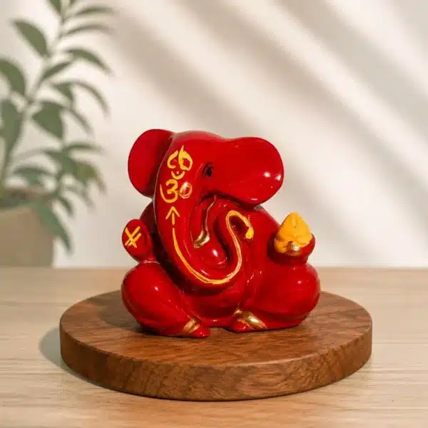 Red Dashboard Ganesha Idol – Small Ganesh Ji for Car
