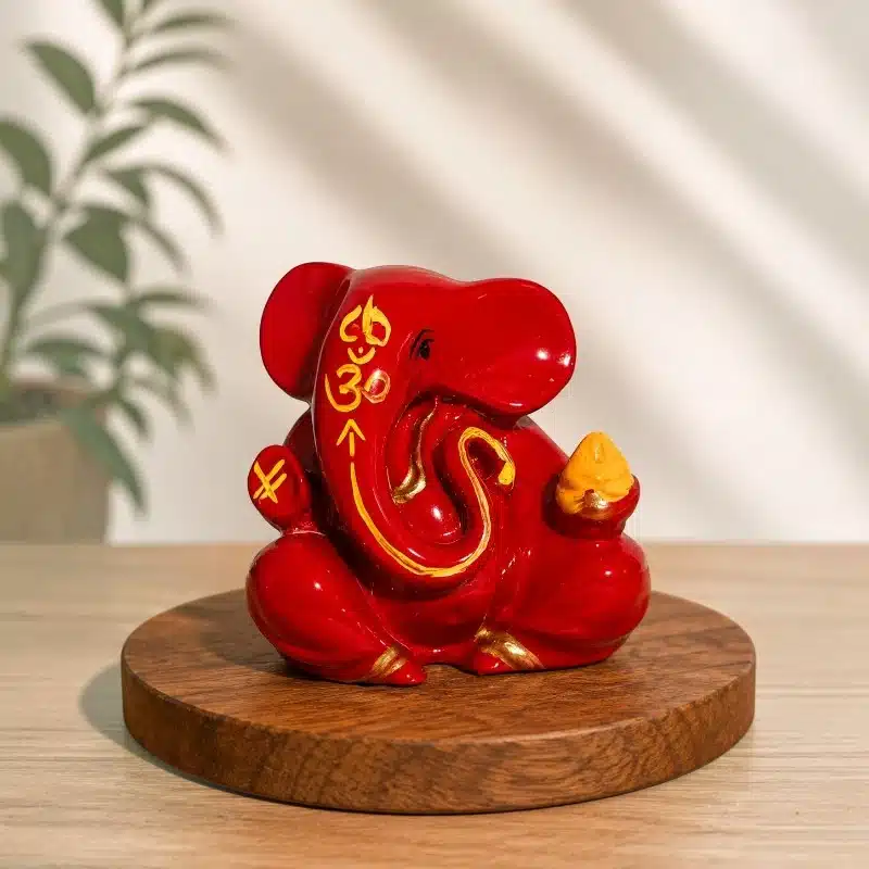 Red Dashboard Ganesha Idol – Small Ganesh Ji for Car 1 Red Dashboard Ganesha Idol