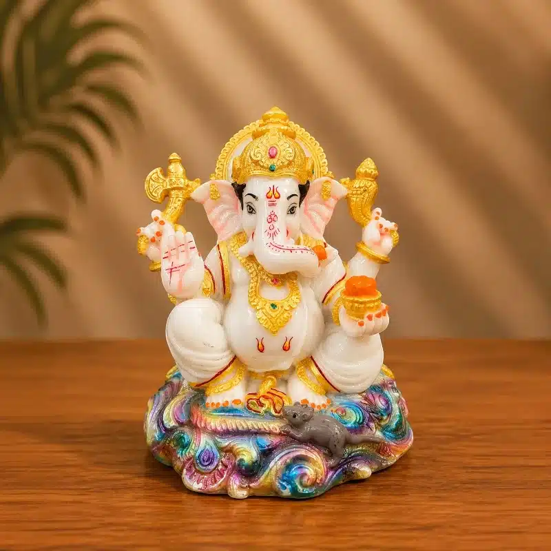 Big Ganesh Ji Idol – Golden Crown Ganesha for Home & Dashboard 2 Big Ganesh Ji Idol