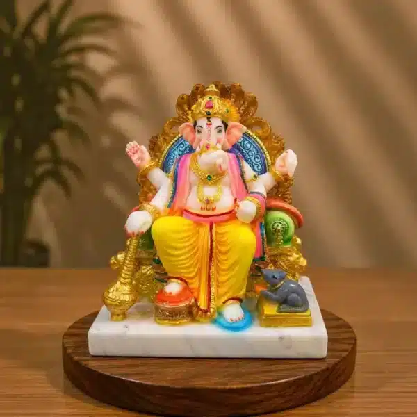 Big Ganesh Ji Idol – Royal Throne Ganesha for Home & Dashboard