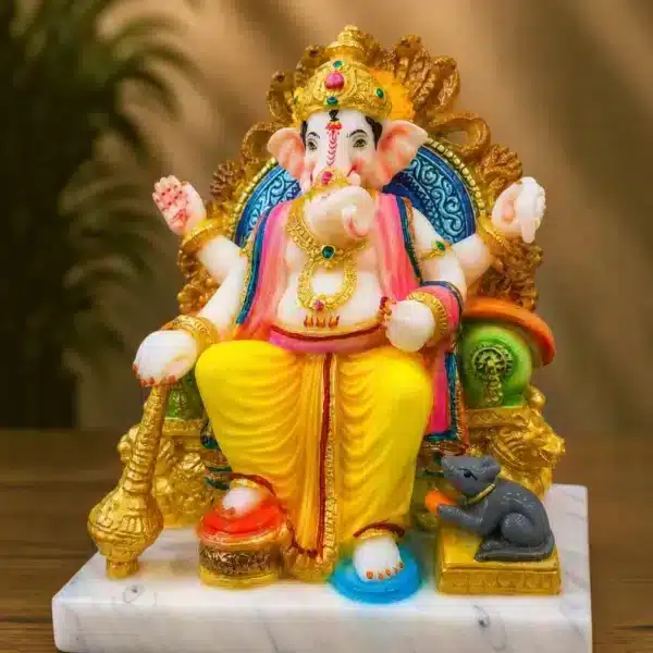 Big Ganesh Ji Idol – Royal Throne Ganesha for Home & Dashboard