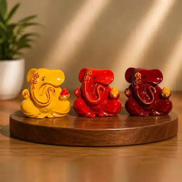 Small Ganesha Combo Set – 3 Color Idols for Car Dashboard